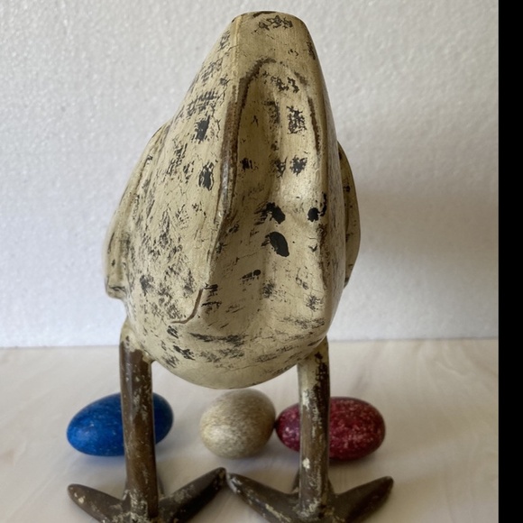 Vintage Smith & Hawken Carved Teak Wood Hen w/eggs FOLK ART French Farm Country - Picture 13 of 13